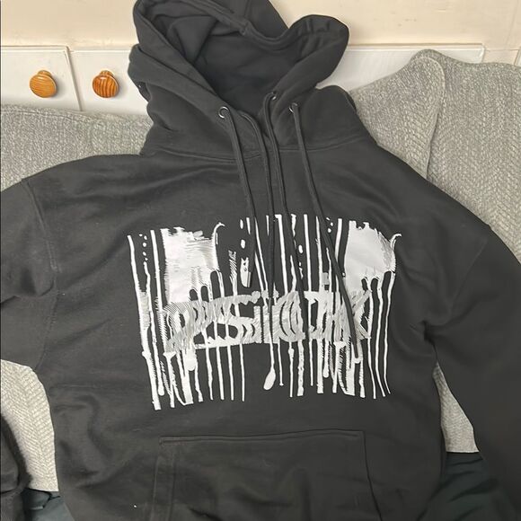 Y2K Double Layered Black Graphic Hoodie - Picture 1 of 4